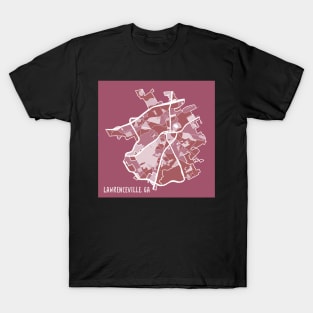 Lawrenceville, GA Map In Cranberry T-Shirt